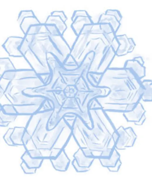 Rimed snowflake illustration