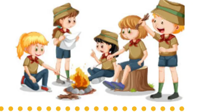 Campers around a campfire illustration