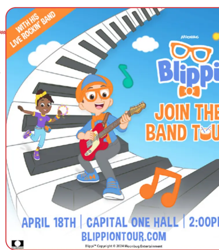 Blippi: Join the Band Tour – April 18th, Capital One Hall, 2:00 p.m.