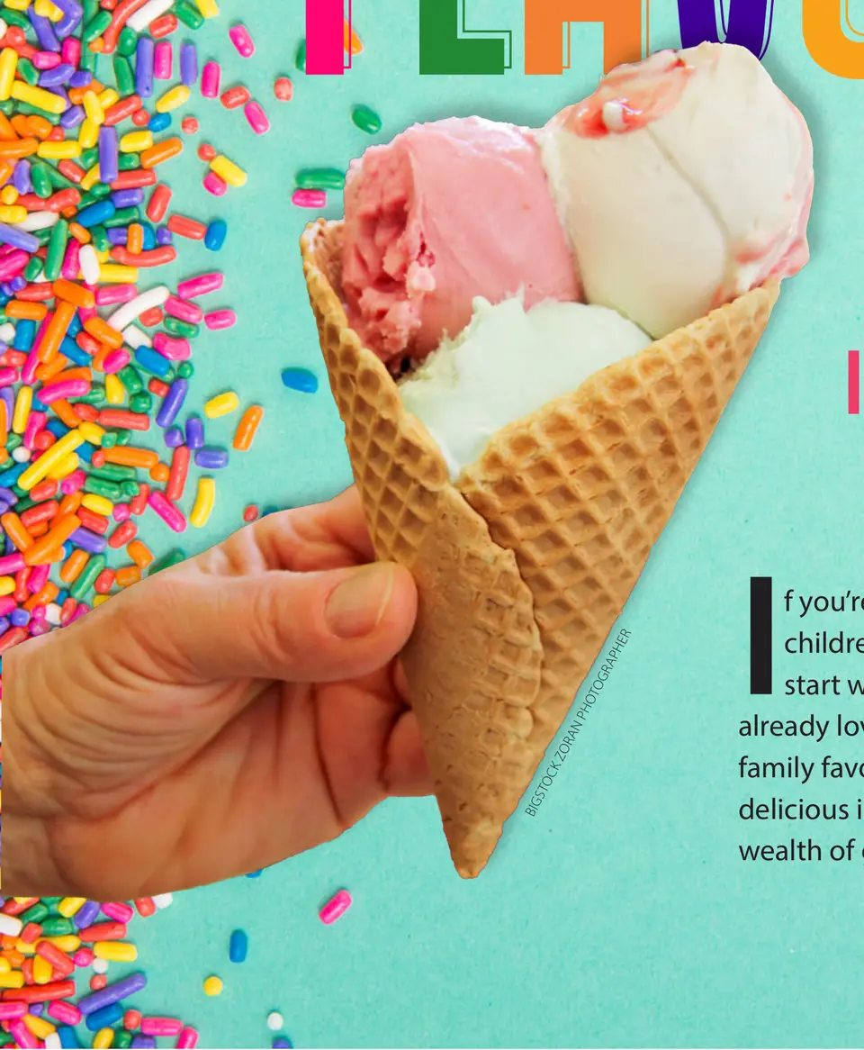 A hand holding a waffle cone with three scoops of ice cream. (Bigstock/Zoran Photographer)