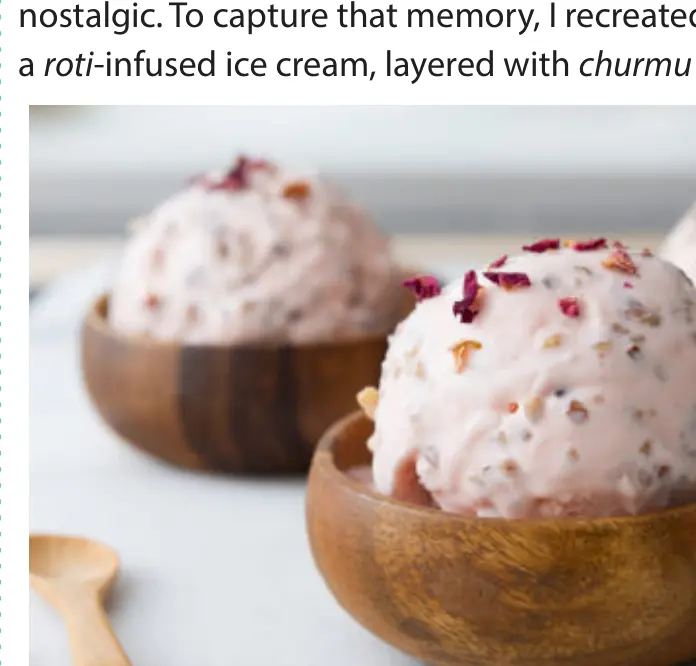Scoops of ice cream in wooden bowls