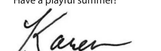 Editor's signature: Karen