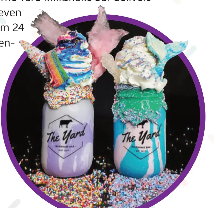 Colorful shakes from The Yard Milkshake Bar.