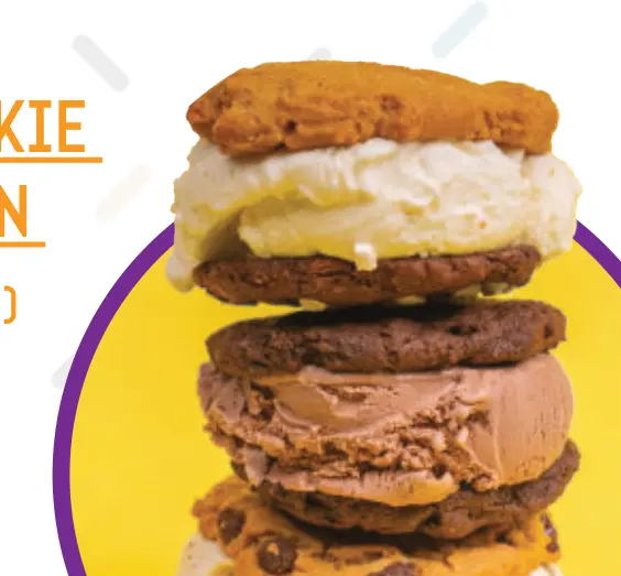 Stacked ice cream cookie sandwiches from Captain Cookie and the Milkman.