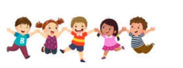 Illustration of children running and playing