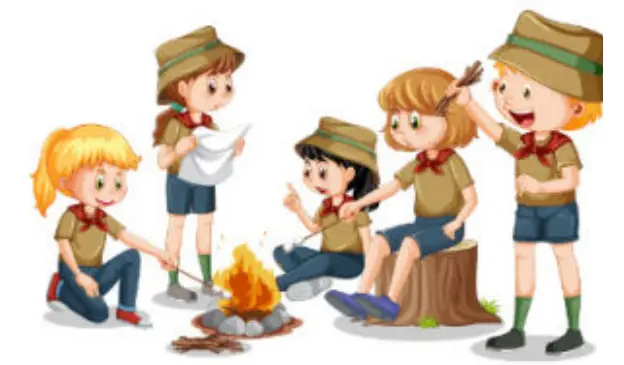 Illustration of campers around a campfire