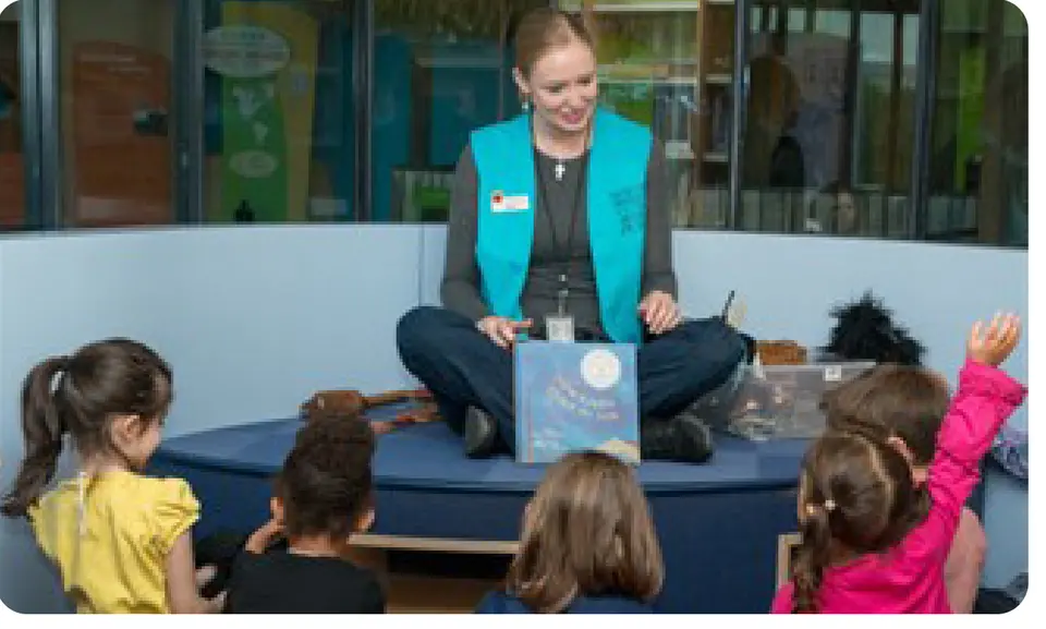 Storytime: Lisa Galioto reads to children.