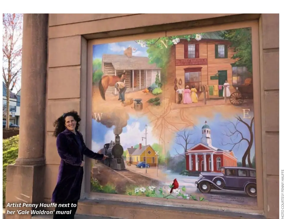 Artist Penny Hauffe next to her 'Gale Waldron' mural. Photo courtesy Penny Hauffe