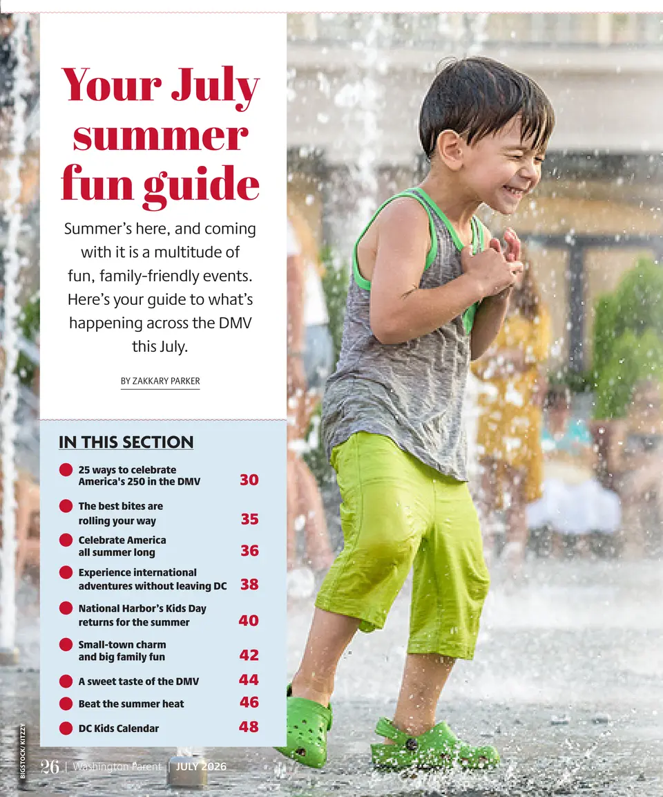 A child plays in a splash fountain. (Bigstock/Kitzzy)