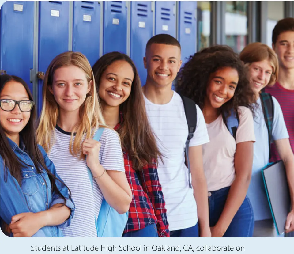 Students at Latitude High School in Oakland, CA, collaborate on designing an autonomous vehicle to aid senior citizens. (Photo credit: Latitude High School/YouTube via Stacker)