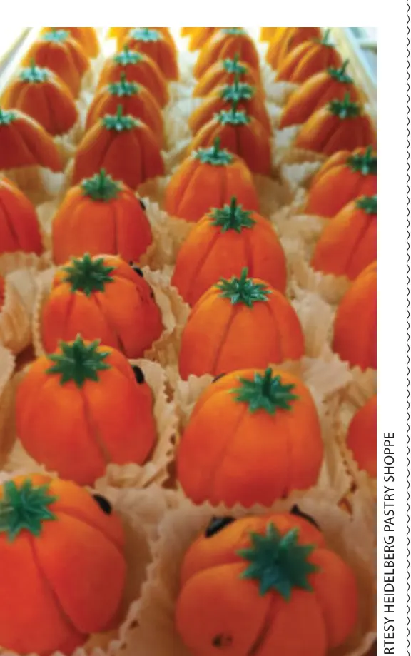 Pumpkin-shaped marzipan treats. (Photos courtesy Heidelberg Pastry Shoppe)